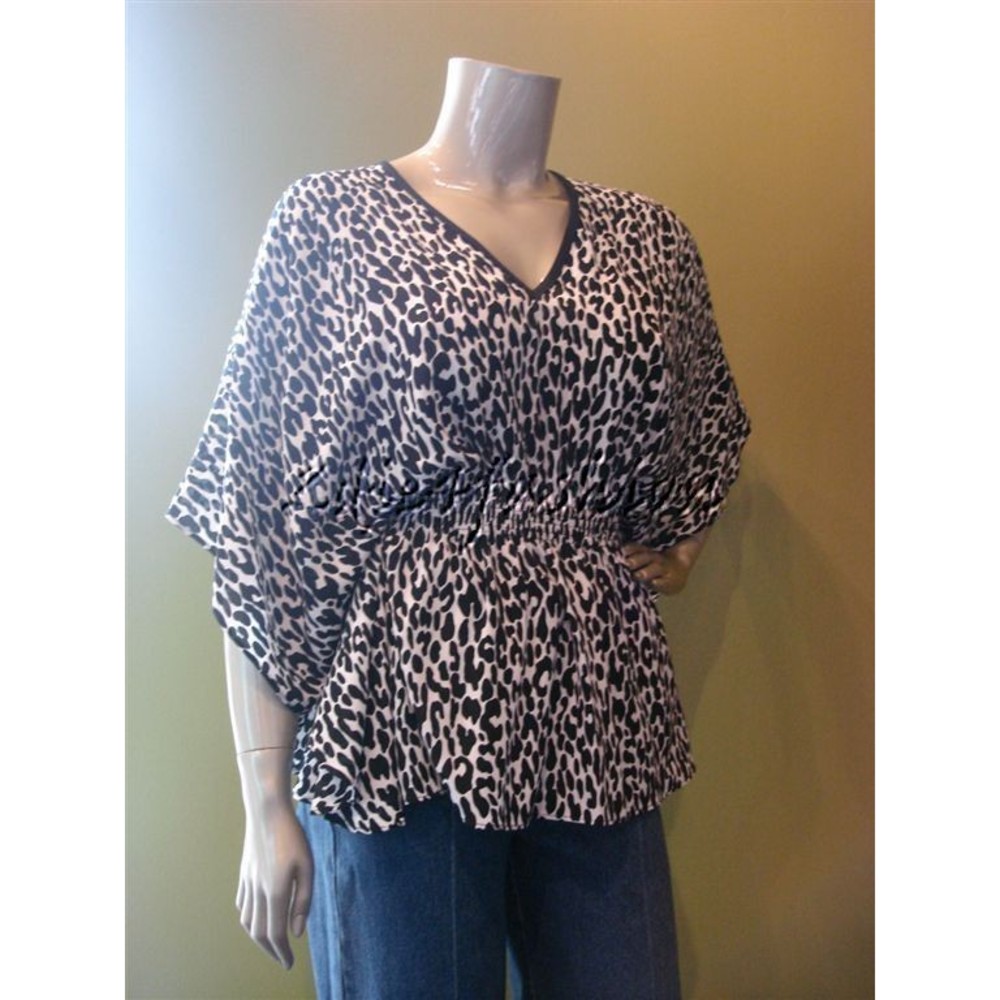 $995 NWT MICHAEL KORS Leopard Print Kimono Sleeves Silk Peplum Top S